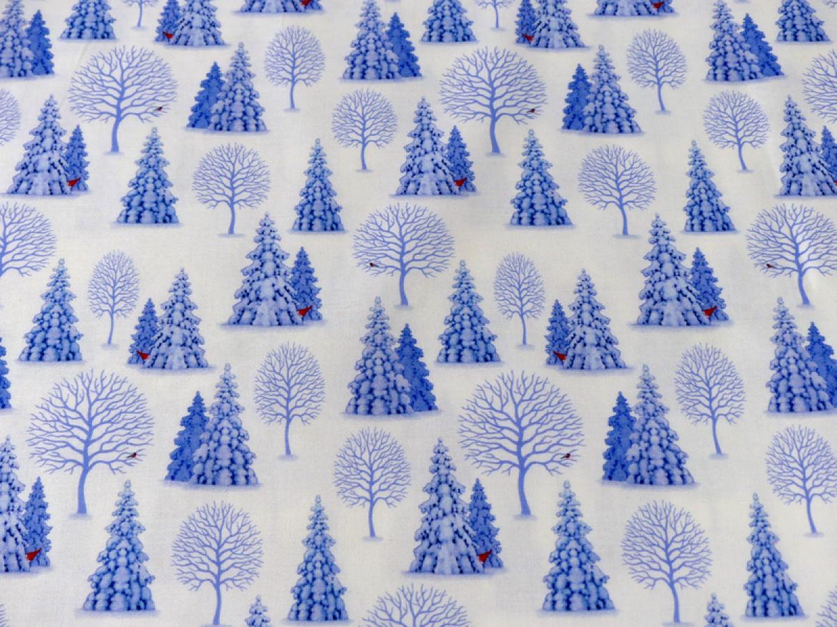 Patchworkstoff Tomtens Village Winterwald mit mit Tannen